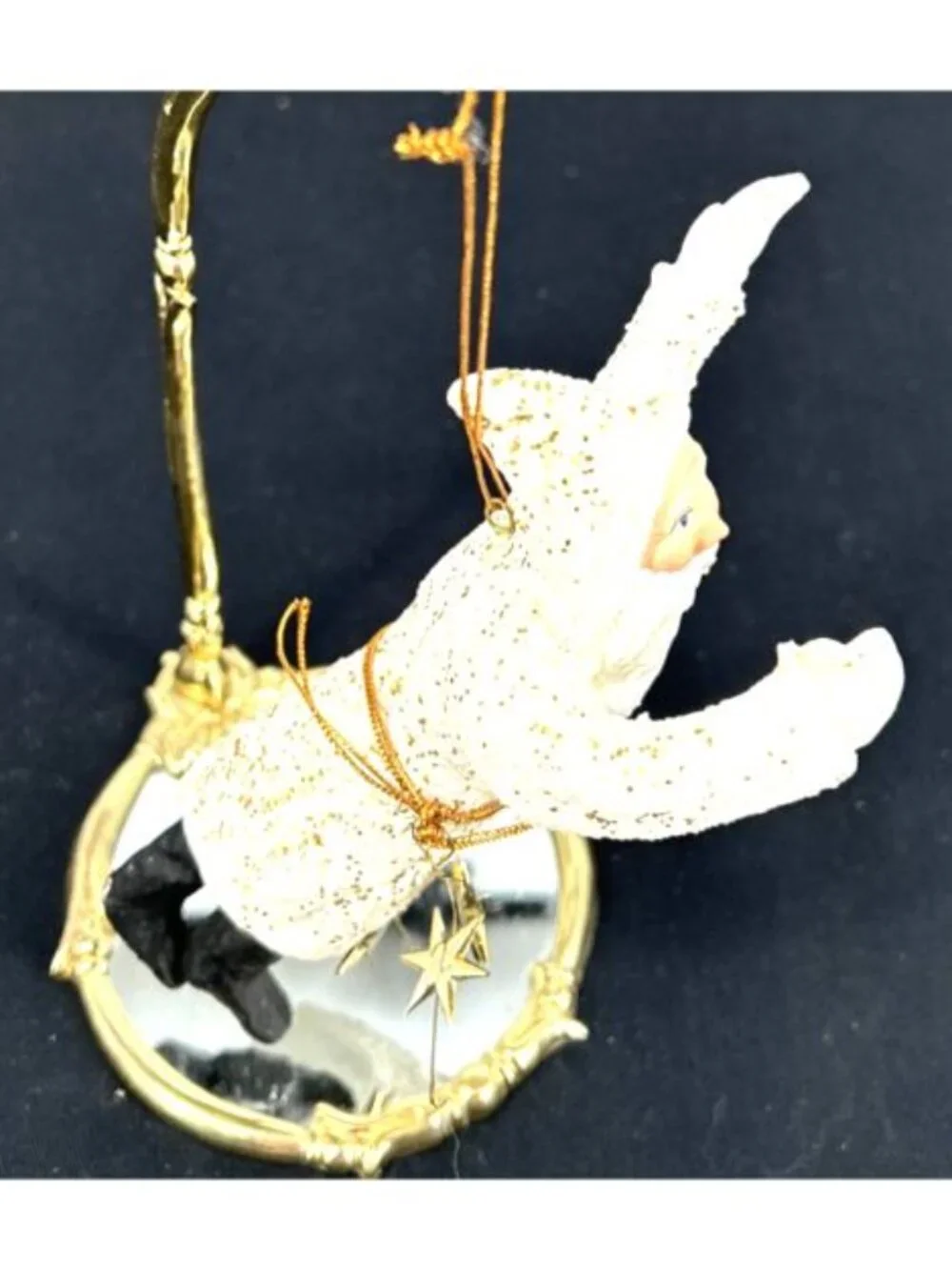 Dept 56 Christmas Ornament Flying Santa Belsnickle White Composition 7